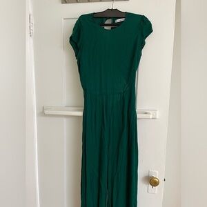 Reformation green jumpsuit with open back